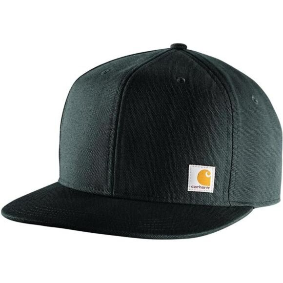 Mens flat brim cap high profile structured workwear hat moisture wicking - Picture 1 of 2